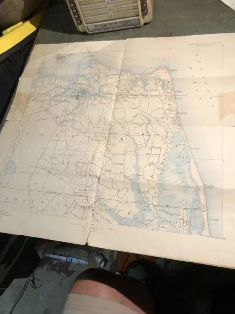 1891 Geological Survey Map JW Powell, Topographic Map Norfolk W / Railroads