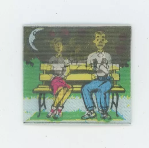 Couple Kissing on Bench 1960's Small VARI-VUE Animation Lenticular Flicker