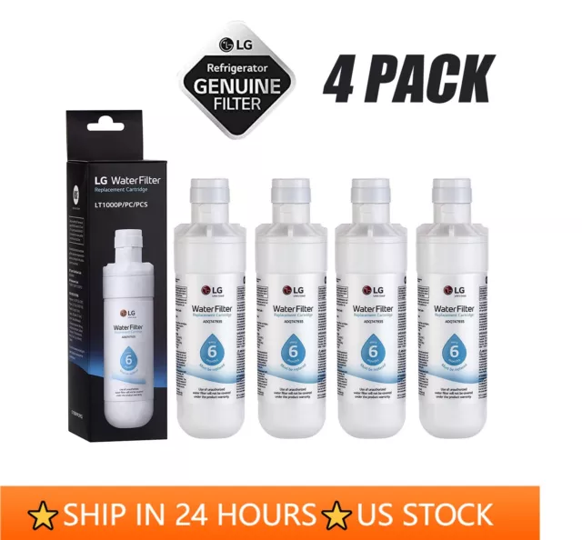 4 PACK Refresh Refrigerator Ice Water Filter LG LT1000P ADQ747935 Brand New