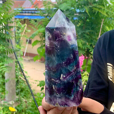 2.14LB   Natural colour Fluorite Crystal obelisk crystal wand healing stan SY300
