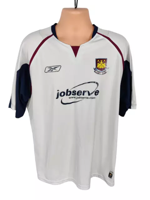 Reebok West Ham United Football Away 2005-06 White Jersey T Shirt Tee Size Xl