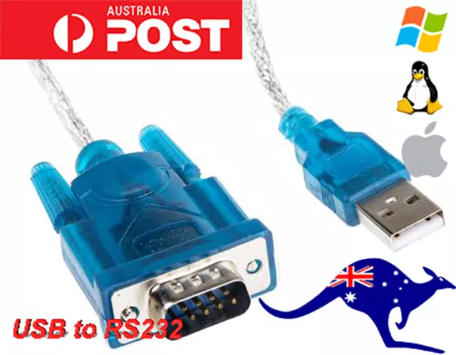 USB to 9-pin DB9 RS232 Serial Cable Adapter Converter Win10/8/7/XP 32/64bit