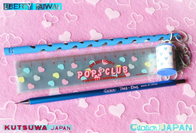 💙 VINTAGE stationery 1980 LIBERTY CITATION KUTSUWA pencil eraser cuori hearts💕