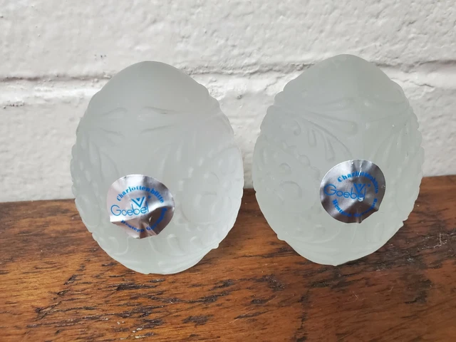 Lot of 2 Goebel Annual Frosted Crystal Glass Easter Egg First Edition 1979