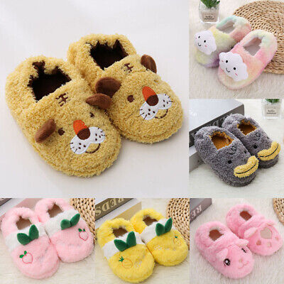 Baby Winter Slippers Boys Girls Cartoon Animals Warm Plush Kids Home Shoes 1-6