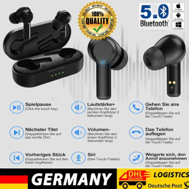Für Samsung iPhone TV Handy Bluetooth Kopfhörer Ohrhörer In-Ear Kabellos Headset
