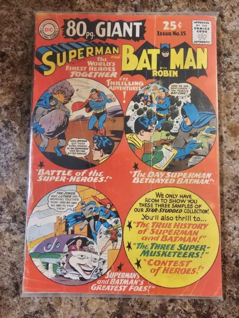 80 Page Giant #15 (1965) Superman & Batman Silver Age DC Comics GD-VG