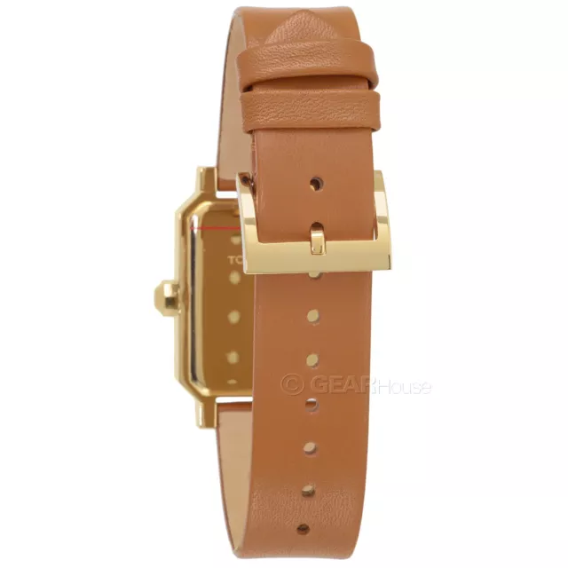 TORY BURCH Robinson Womens Gold Watch White Rectangular Dial Brown Leather Band 2