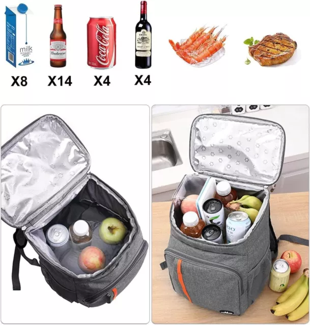 Sac à Dos Isotherme Glacière 23L de Portable Pique-Nique Déjeuner BBQ Camping 3