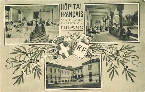 Prima guerra mondiale, Croce Rossa - Milano, vedutine ospedale francese