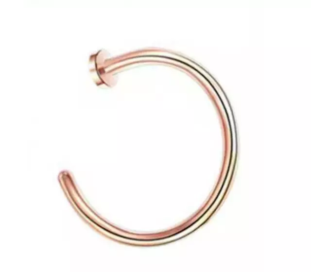 2x offener Nasenring C-Form Ring Unisex Piercing Body Nieten, 0,8*12 mm Roségold