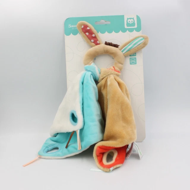 Doudou et compagnie lapin anneau beige bleu blanc rouge EUREKA KIDS - 28397