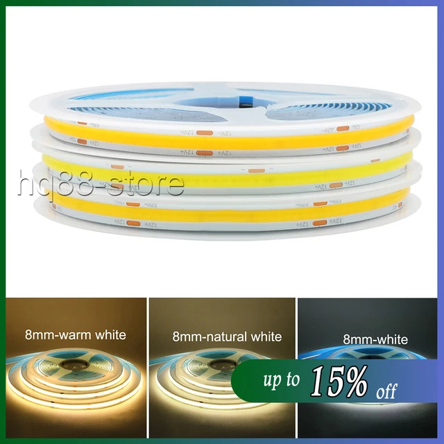 10m COB LED Strip 220V - 296 LEDs/m, IP20, Schneidbar Alle 12,5cm, Ohne Trafo
