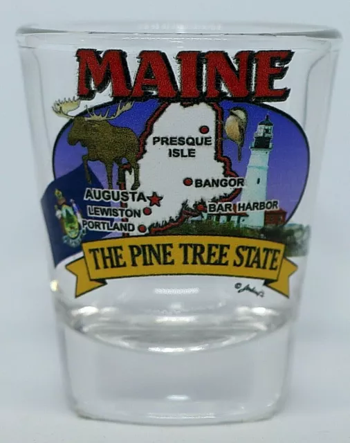 Maine State Elements Map Shot Glass Shotglass