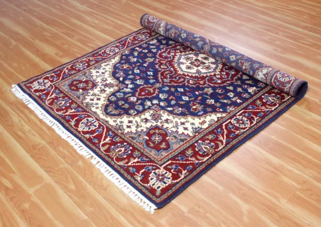 Parsian Semi-Antique Lana Alfombras Anudado a Mano Oriental Azul 1.2x1.8m