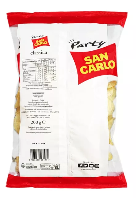6x San Carlo Classica Patatine Gusto Classico Maxi Busta da 200g +Portachiavi 3
