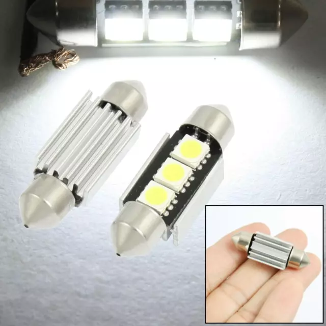 2 X 36mm Dome 3 LED 5050 Car LED Light Interior Bulb Light Canbus Error Free