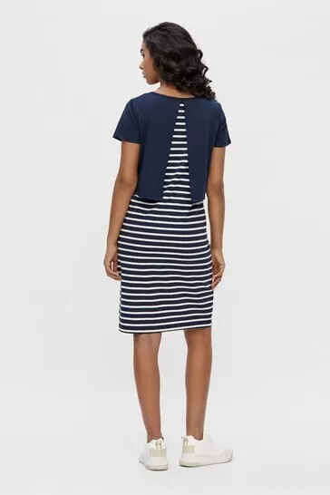 Mamalicious Maternity Stripe Jersey Dress With Nursing Function size S 8 3