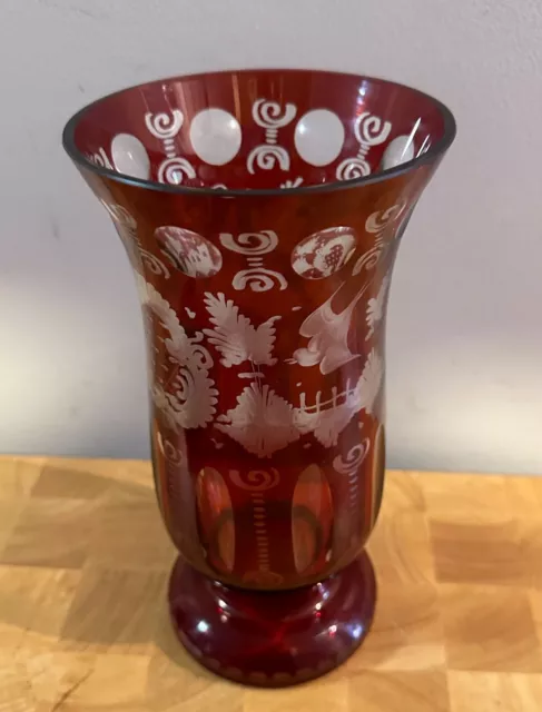 Victorian late 19th Century Cranberry Coloured Glass Vase