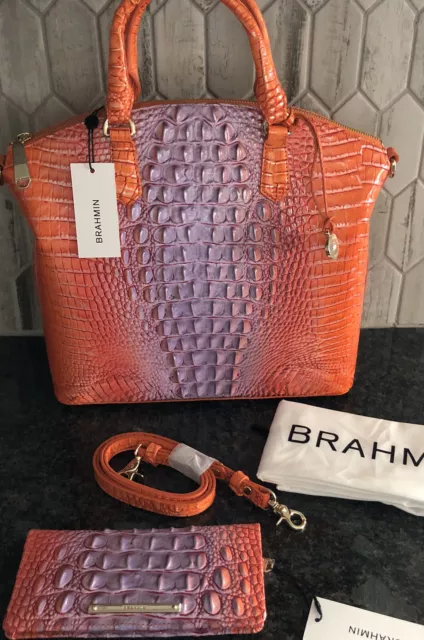 Brahmin Large Duxbury Satchel Pink Cobra and matching wallet 