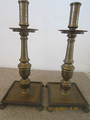 Pr Of Heavy Ornate Brass Candlestick Holder's