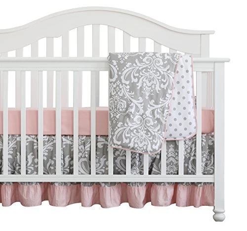 3 pcs Set Boho Floral Ruffle Baby Blanket Baby Nursery Crib Skirt Set Baby