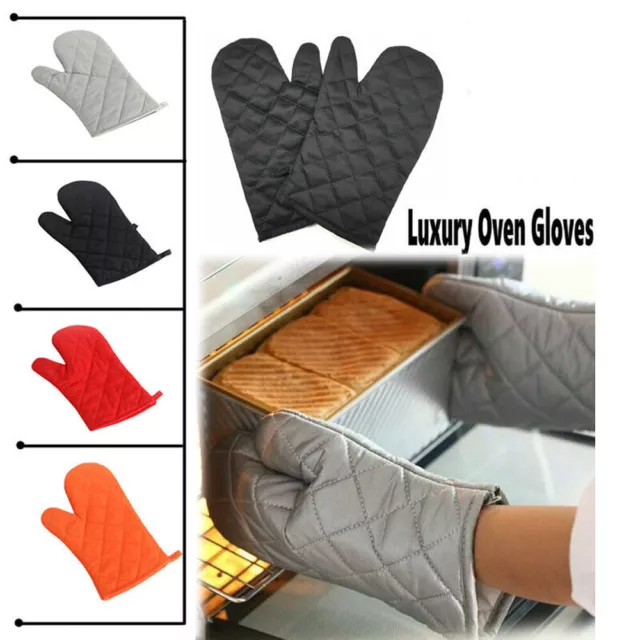 1 Pair Oven Gloves Heat Resistant Quilted Mitts Skin Friendly for Cooking Baking