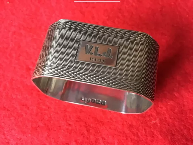 Oblong Silver Engine Turned Napkin Ring  Birmingham 1941 V.L.J 3