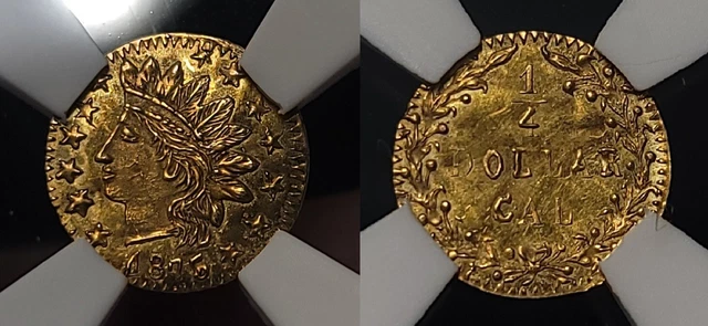 1875 Round Indian California Gold 25C BG-878 NGC MS 63