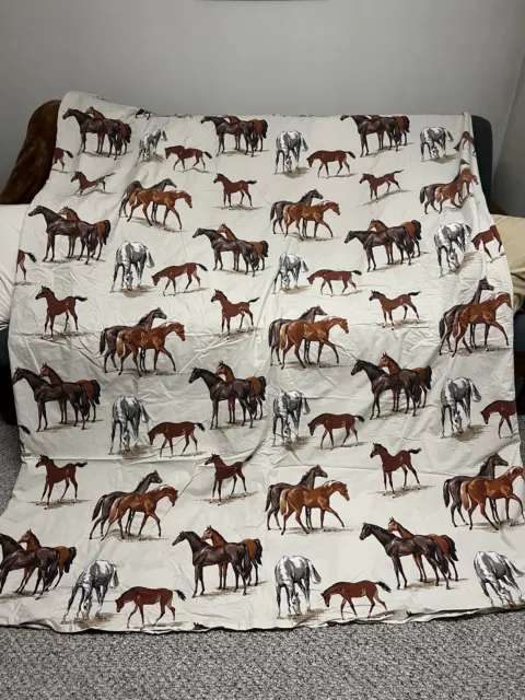 The Company Store Twin Duvet & (2)  Pillowcases HORSES Stallions Western Ranch