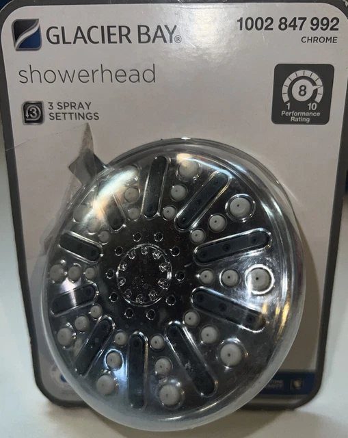 Glacier Bay - Showerhead - 3 Spray Settings - 3.5" - Chrome - 1002 847 992 NEW