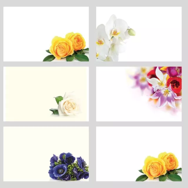 9 Large Blank Florist Cards - 12.5 x 9cm - Flower  Message - Style Choice