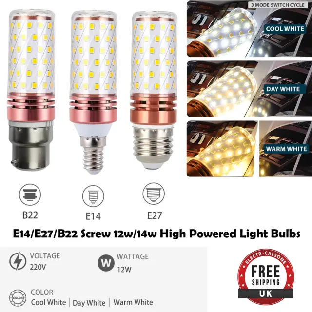 LED Corn Bulbs E14 E27 Screw/B22 Bayonet 12W 16W 20W High Powered Light