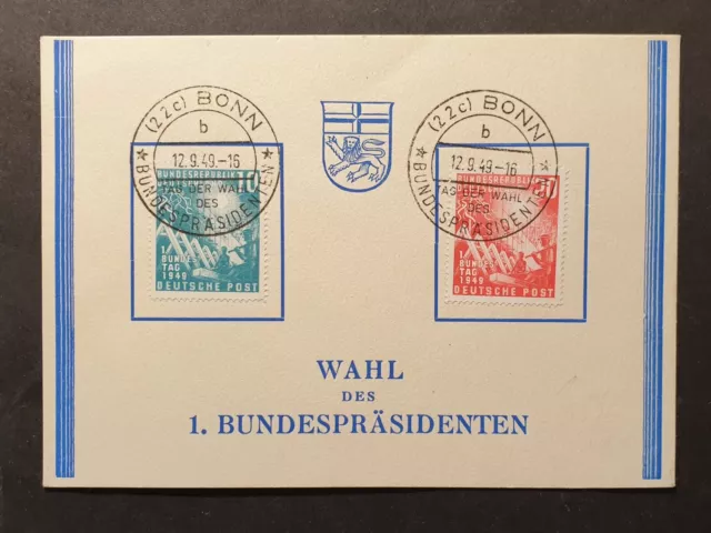 Bund Bundestag MiNr. 111-112 gestempelt auf Gedenkblatt wunderschön u. taufrisch