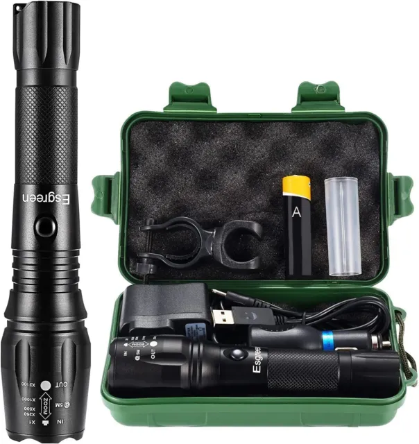 Rechargeable Tactical Flashlight LED High Lumens Esgreen Super Bright 3000 lm... 3