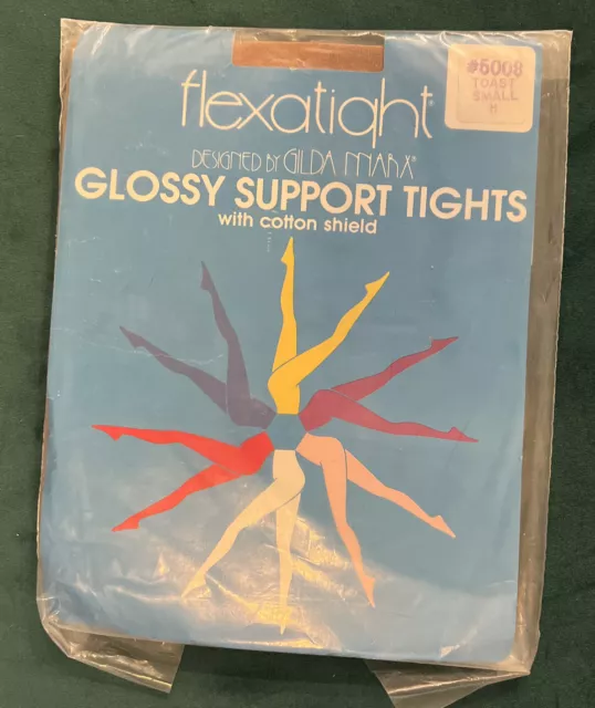 Flexatight Gilda Marx Glossy Support Tights Vintage 80s Toast Small New #5008