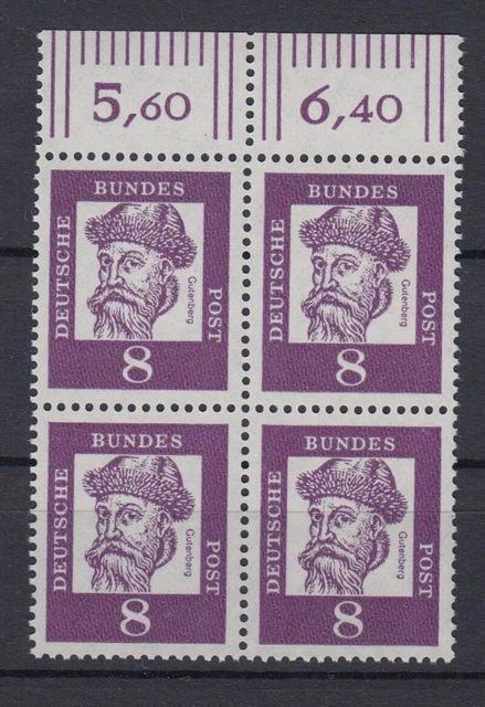 Bund 349x mit Oberrand 4er Block Bedeutende Deutsche 8 Pf postfrisch /3