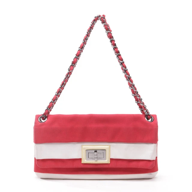 Schultertasche Chanel Rot Weiss