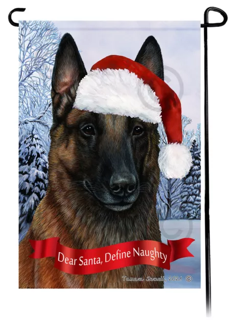 Dear Santa, Define Naughty Garden Flag - Mahogany Belgian Malinois 015F