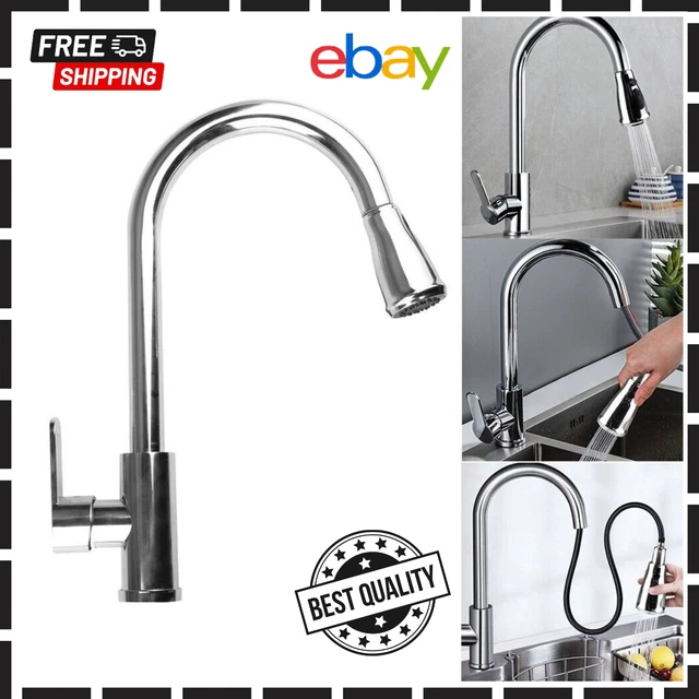 360° Kitchen Sink Mixer Taps Pull Out Spout Spray Single Lever Modern Mono Tap