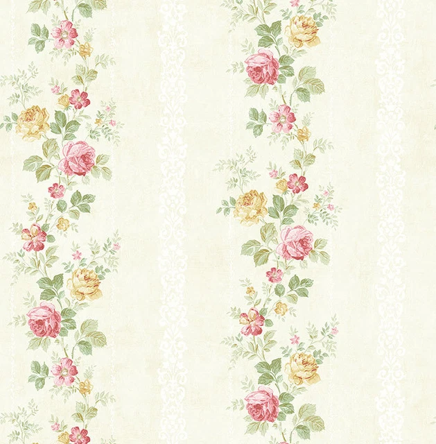 Papier peint floral vert pastel Briar Rose - Green Mist | Li