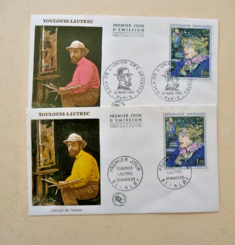 ENVELOPPE FDC 1er JOUR :  1965  TOULOUSE LAUTREC  ( portrait de l' artiste )