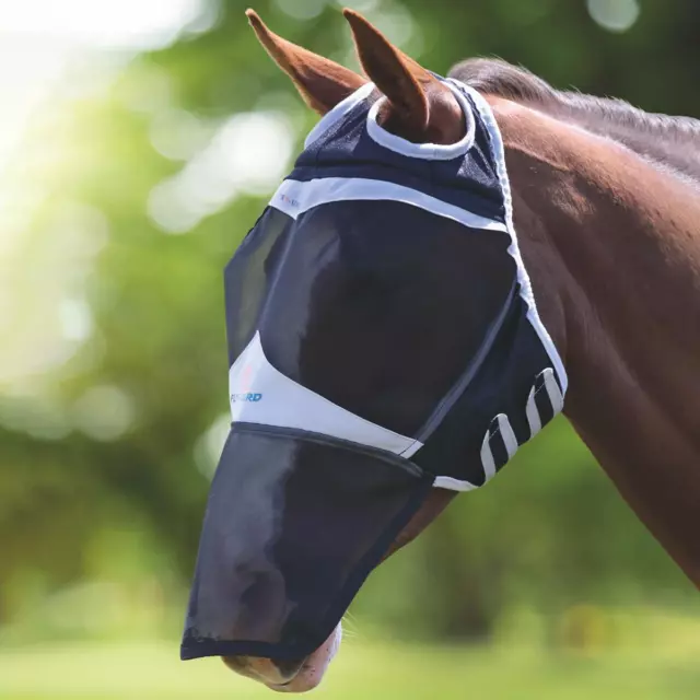 Shires FlyGuard Pro Fine Mesh Fly Mask with Ear Holes and Nose - Black