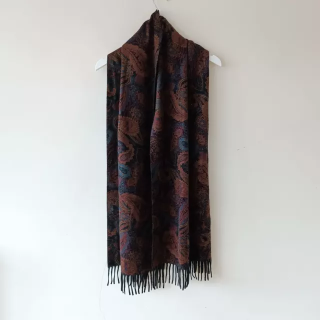 Loro Piana 100% Cashmere Authentic Burgundy Paisley Fringe Scarf Wrap Pashmina