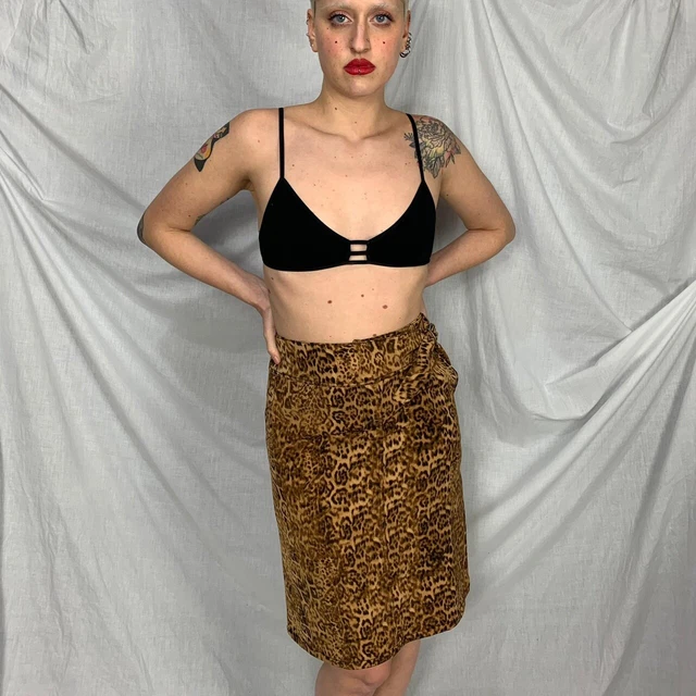 Castelbajac leopard print wrap midi skirt new tags medium rare vtg
