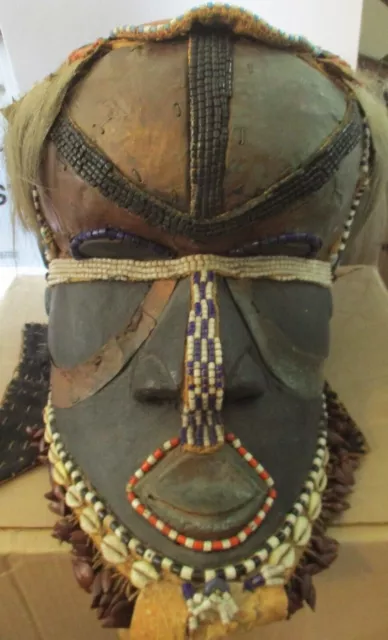 Large African Kuba Bwoon Helmet Mask Congo
