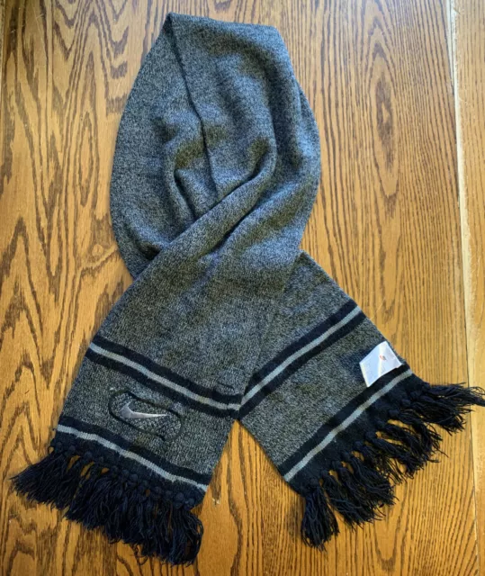 Vintage Nike Gray & Black Scarf / Length- 60in / Width- 8in / 100% Acrylic