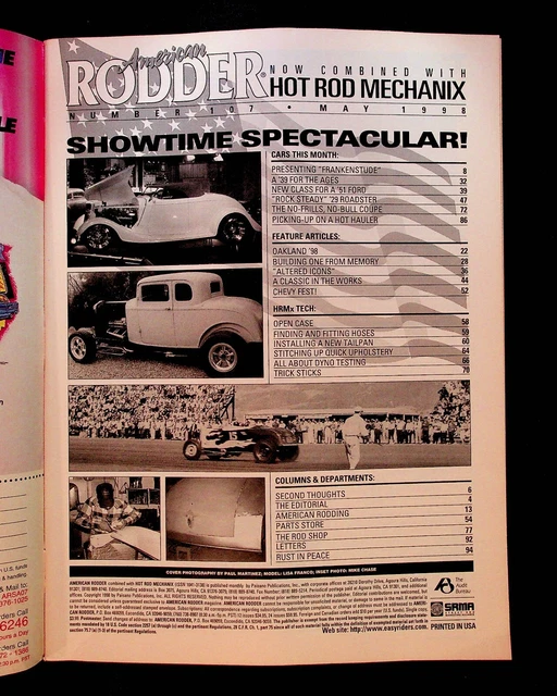 VINTAGE AMERICAN RODDER Magazine May 1998 Hot Rod Studebaker Oakland