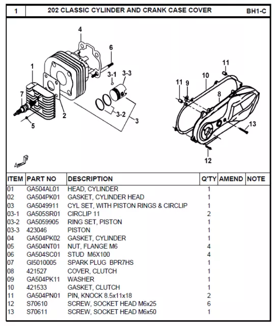 TGB  GA5059905 PISTON RING SET PISTON TGB 202 303R Hawk 50cc R50X 2