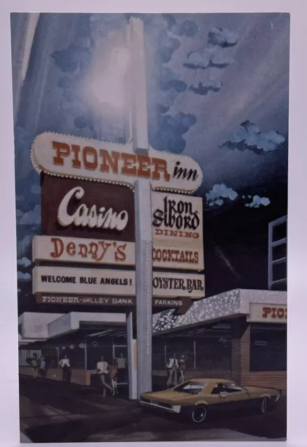 Pioneer Inn & Casino, Reno Nevada NV, Vintage Postcard, Artist Rendering